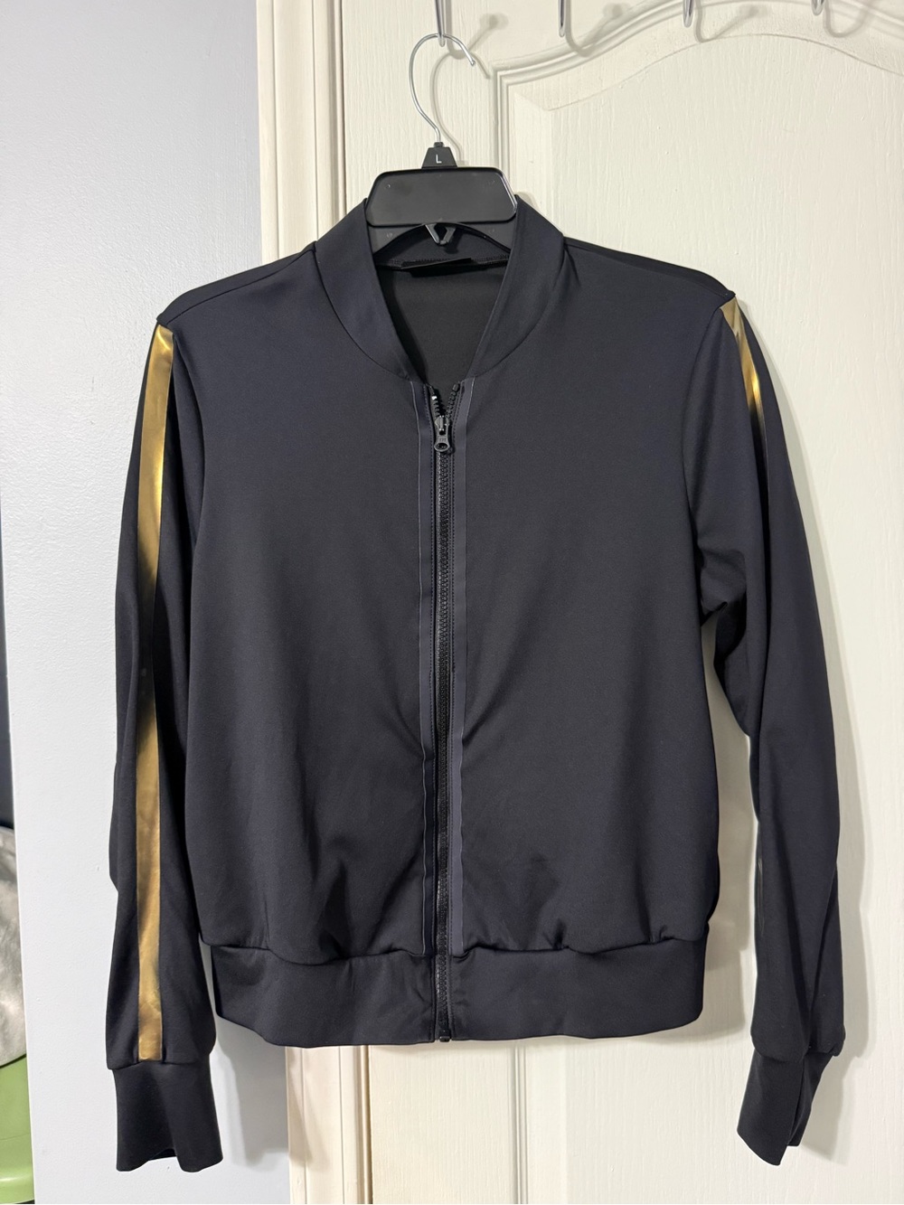 Ultracor Black Graphic Bomber Jacket Metallic Gold Lightning Bolt  size XS